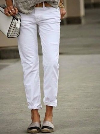 Casual Cotton-Blend Fashion Solid Pants