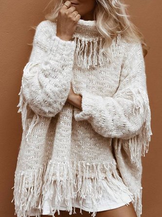 White Turtleneck Long Sleeve Knitted shirt & Top