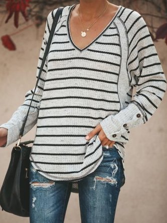 Women Casual Top Tunic Striped Sweater