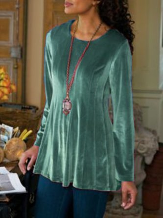 Red Velvet Solid Vintage Tunic Top