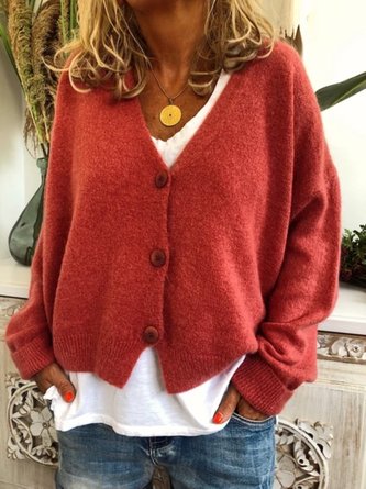 Jacket Women Casual Top Long Sleeve Cotton-Blend Sweater Cardigan