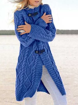Women Long Sleeves Solid Sweater Knit coat