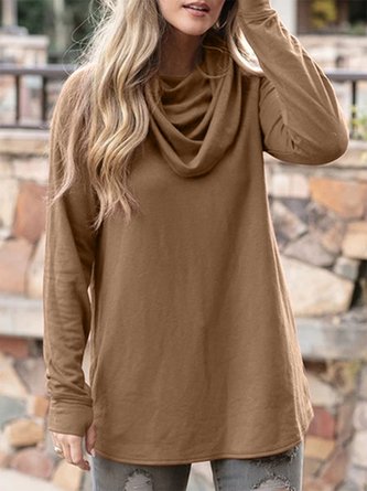 Cowl Neck Vintage Long Sleeve Casual Tunic Top
