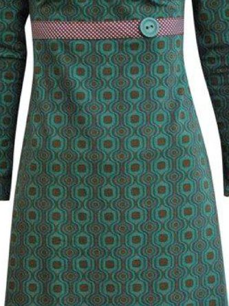 Green Cotton-Blend Casual Knitting Dress