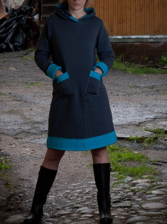 Casual Hoodie Cotton-Blend Knitting Dress