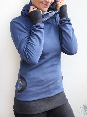 Blue Hoodie Long Sleeve Sweatshirt