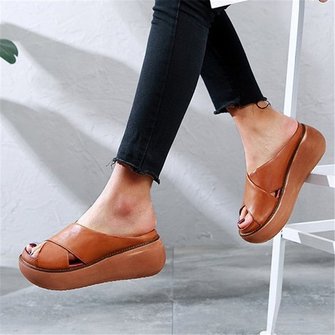 Platform Open Toe Comfy Slipper Casual Slide Sandals