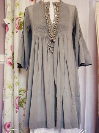 Plus Size Vintage V Neck Casual Weaving Dress