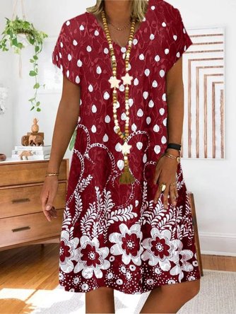Boho A-Line Tribal Casual Short Sleeve Weaving Dress