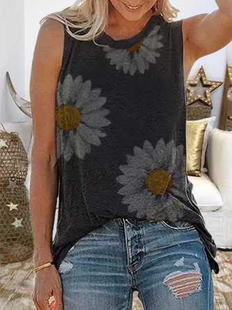 Floral Casual Sleeveless Tank Top