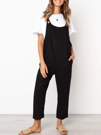 Sleeveless Jumpsuit Overall With Pockets