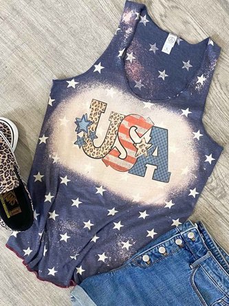 Blue Casual Bleached Blue Stars