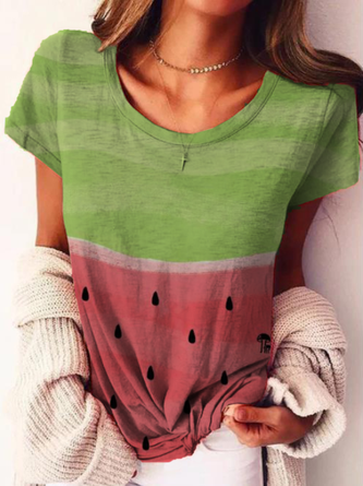 Women Casual Printed Short Sleeve shirt&Top