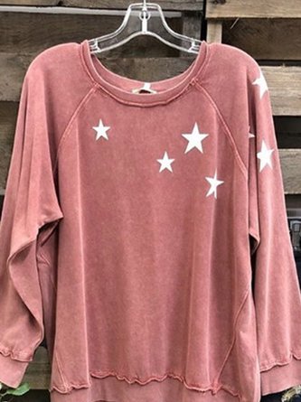 Naked Pink Star Cotton-Blend Printed Long Sleeve Sweatshirt