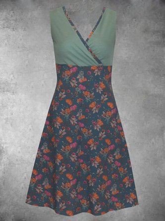 Vintage V Neck Cotton-Blend Knitting Dress