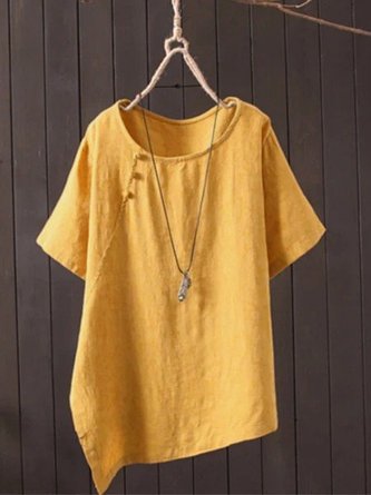 Casual Short Sleeve Round Neck Tunic Top
