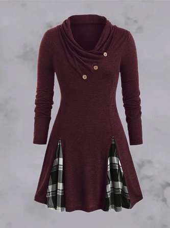 Casual Cotton Cowl Neck Fit Sweater Dress