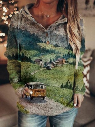 Casual Hoodie Printed Cotton Sweatshirts