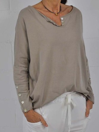 Buttoned Casual Long Sleeve T-shirt