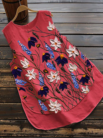 Plus size Floral Sleeveless Tops