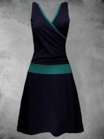 Vintage Sleeveless V Neck Knitting Dress