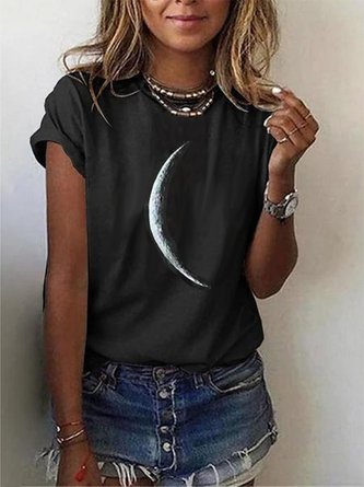 Star Printed Casual Short Sleeve Crew Neck Casual T-shirt