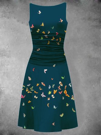 Lady A-Line Butterfly Romantic Sleeveless Knitting Dress