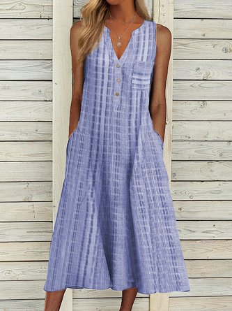 Sleeveless Casual Cotton-Blend Maxi Dress