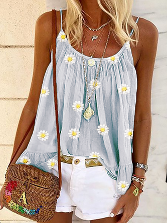 Plus size Printed Floral Sleeveless Tops