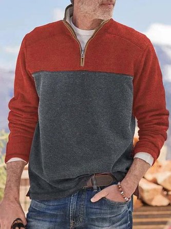Color-Block Casual Sweatshirt Pullover