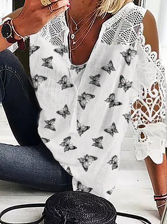 Plus size Butterfly Printed Casual Tops