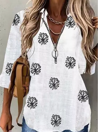 Plus size Long Sleeve Printed Casual Tops