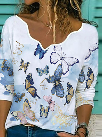 Plus size Butterfly Printed Shift T-shirt