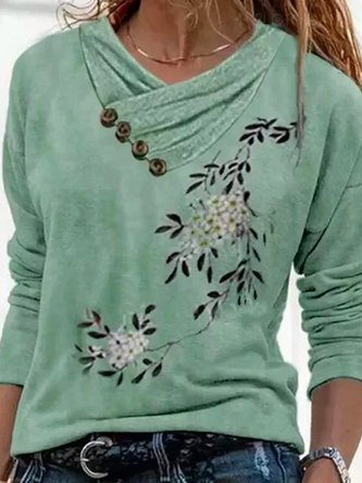 Long Sleeve Casual Floral Tops
