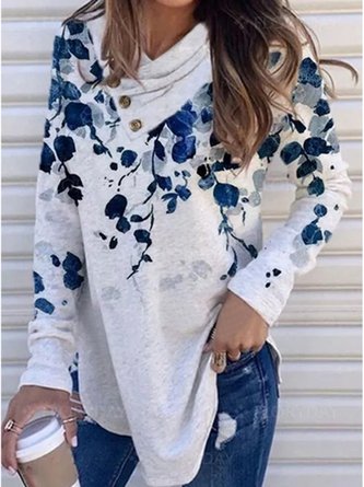 Cotton-Blend Floral Off Shoulder Sleeve Loose Vacation Tunic Top