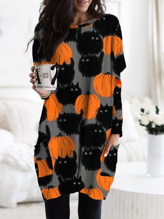 Halloween Loose Casual Cotton Animal Off Shoulder Sleeve Shorts