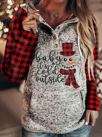 Casual Christmas Snowman Tunic Sweatshirt