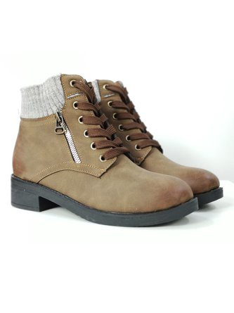 Vintage Wool Stitching Lace-up Ankle Ankle Boots