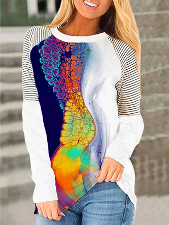 Casual Abstract Regular Fit Tunic T-Shirt