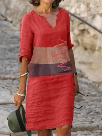 Color Contrast Casual Weaving Dress