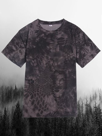 Outdoor Quick Dry Breathable Camouflage Round Neck Short Sleeve Tee Men's