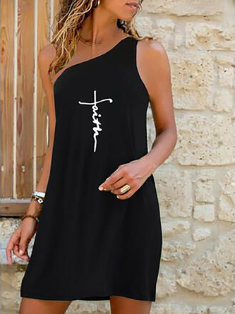 Plus size One Shoulder Faith Casual Dress