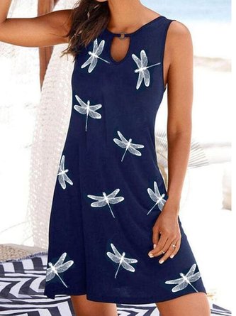 Dragonfly Casual Sleeveless A-line Dresses
