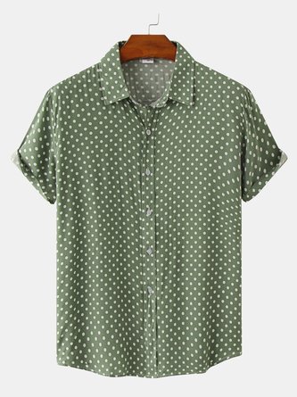 Lapel Polka Dot Print Resort Short Sleeve Shirt