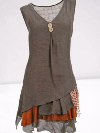 Casual Sleeveless Cotton-Blend Dress