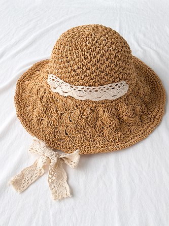 Sunscreen Lace Strap Beach Hat Straw Hat