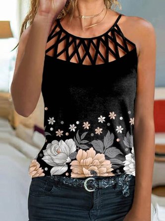 Round Neck Floral Casual Knit