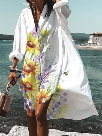Floral Vacation Long Sleeve Woven Dress