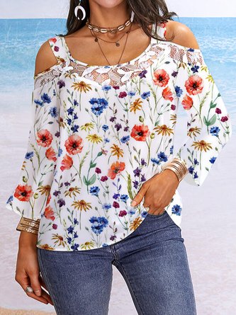 Floral Crew Neck Casual Long Sleeve Tops
