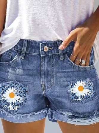 Floral Casual Loosen Jeans